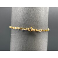 Ladies 9ct Yellow Gold Belcher Link Heart Charm Bracelet (Pre-Owned)