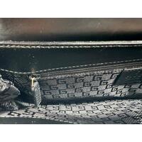 Gucci Top Flap Suede Bamboo Handle Handbag for Women in Black Finish