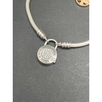 Ladies 925 Sterling Silver Snake Link Charm Bracelet (Pre-Owned)