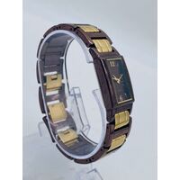 Elite Ladies Brown Yellow Vintage Quartz Metal Band Analog Watch
