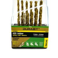 Durabit 13 Piece HSS Jobber Drill Set Metric 43EAM13 Titanium Coated