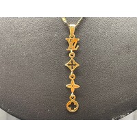 Ladies 18ct Yellow Gold Anchor Link Necklace & Dangle Pendant (Pre-Owned)