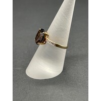 Ladies 9ct Yellow Gold Oval Amber Stone Ring