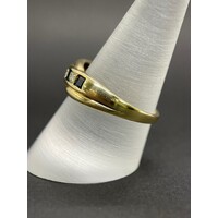 Ladies 9ct Yellow Gold Blue Gemstone and Diamond Ring