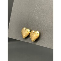 Ladies 18ct Yellow Gold Heart Shape Stud Earrings