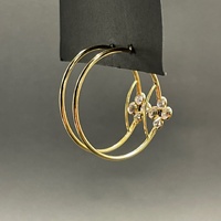 Ladies 18ct Yellow Gold Round Hoop Flower Earrings