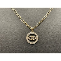Ladies 9ct Yellow Gold Figaro Link Chain & Pendant