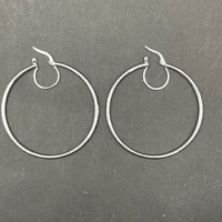 Large View Ladies 9ct White Gold Round Hoop Earrings