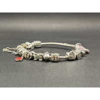 Ladies 925 Sterling Silver Pandora Snake Link Charm Bracelet