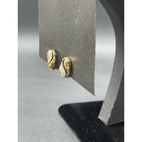 Ladies 9ct Yellow Gold Diamond Hinged Earrings