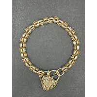 Ladies 9ct Yellow Gold Oval Belcher Link Bracelet