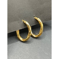 Ladies 18ct Yellow Gold Oval Hoop Earrings