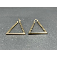 Ladies 9ct Yellow Gold Triangle Hoop Earrings