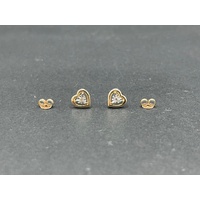 Ladies 9ct Yellow Gold Heart Shape Stud Earrings
