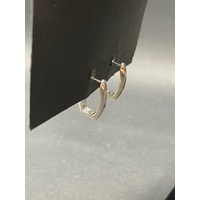 Ladies 10ct White Gold Oval Hoop Diamond Earrings