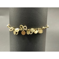 Ladies 18ct Yellow Gold Box Link Charm Bracelet
