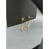 Ladies 18ct Yellow Gold LV Fancy Dangle Earrings