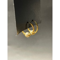 Ladies 21ct Yellow Gold Cubic Zirconia Hoop Earrings