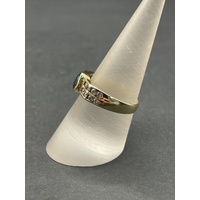 Ladies 18ct Yellow Gold Green Gemstones and CZ Stone Ring