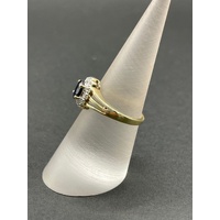 Ladies 9ct Yellow Gold Blue Gemstones and Diamonds Ring