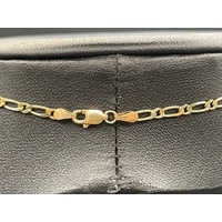 Ladies 9ct Yellow Gold Figaro Link Necklace & Heart Pendant
