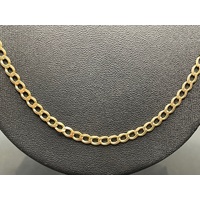 Unisex 9ct Yellow Gold Flat Curb Link Necklace