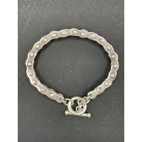 Mens 925 Sterling Silver Bike Link Bracelet