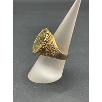 Mens 18ct Yellow Gold Round Sovereign Coin Ring