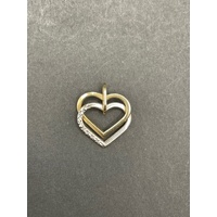 Ladies 9ct Two Tone Gold Heart Pendant