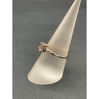 Ladies 9ct Rose Gold Purple Gemstone and Diamond Ring