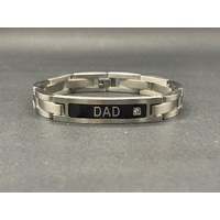 Mens Stainless Steel Fancy Link DAD Bracelet