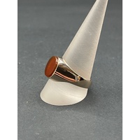 Mens 9ct Yellow Gold Amber Gemstone Ring