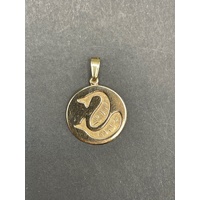 Unisex 9ct Yellow Gold Round Pisces Pendant