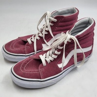 Vans Sk8-Hi High Top Skate Shoes Mens US 7 Womens 8.5 Burgundy White