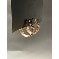 Ladies 9ct Three Tone Gold Round Hoop Earrings