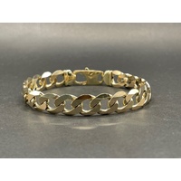 Mens 9ct Yellow Gold Curb Link Bracelet