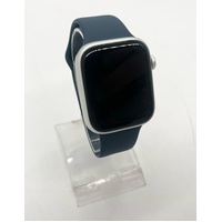 Apple Watch Series 9 45mm GPS Silver Aluminum Case with Storm Blue Sport Band