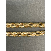 Ladies 9ct Yellow Gold Oval Bubble Belcher Link Bracelet