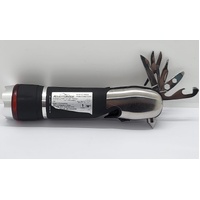 Adventuridge Emergency Multi Tool with Flashlight Torch Black Silver BM5001