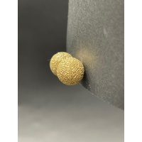 Ladies 18ct Yellow Gold Sandblast Ball Stud Earrings