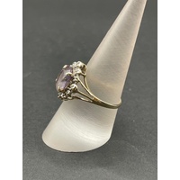 Ladies 9ct Yellow Gold Purple Gemstone Vintage Design Ring