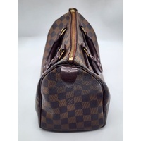 Louis Vuitton Speedy 25 Damier Ebene Canvas Handbag with Gold Hardware