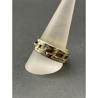 Mens 9ct Yellow Gold Curb Pattern Ring