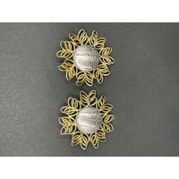Ladies 18ct Two Tone Gold Flower Stud Earrings