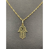 Ladies 18ct Yellow Gold Margarita Twist Link Necklace with Hand Pendant