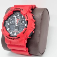 Casio G-Shock GA-100B Analog Digital Resin Strap Mens Red Watch 200m WR