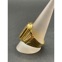 Mens 21ct Yellow Gold Pattern Ring