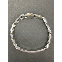 Mens 925 Sterling Silver ID Curb Link Bracelet