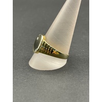 Mens 9ct Yellow Gold Oval Signet Diamond Ring