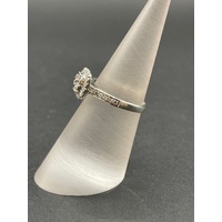 Ladies 9ct White Gold Diamond Halo Ring